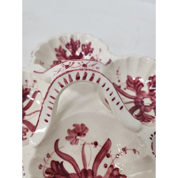 Vintage Maruhon Ware Japan 4 Compartment Serving Dish With Handle Floral Ceramic - Picture 3 of 8